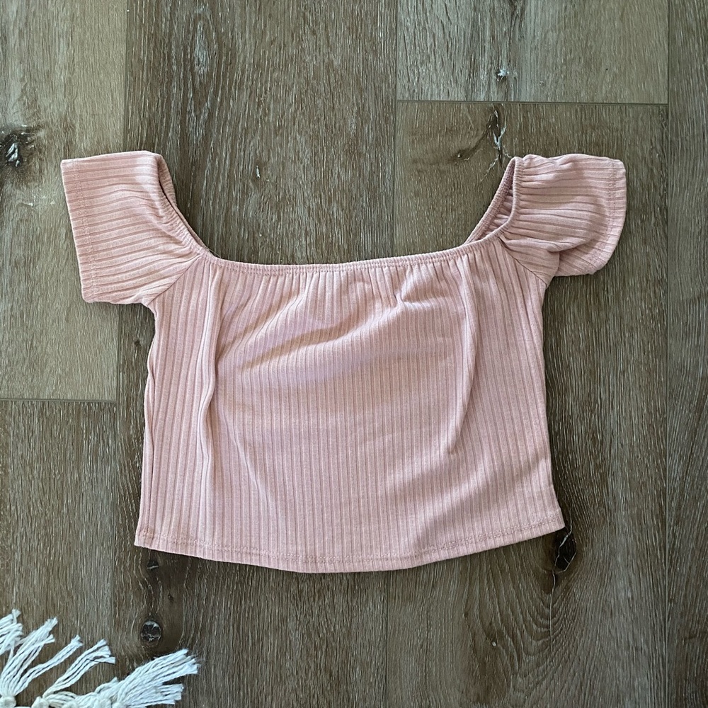 Peach off the shoulder crop top